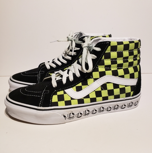 neon checkerboard vans
